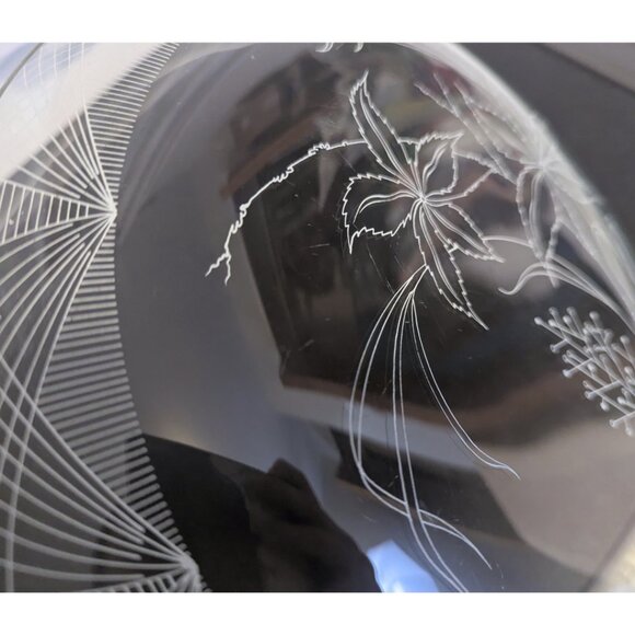 Vintage 50s Heye Filigran Glass Serving Dish Plate Platter Floral Gold Rim 12.5" - Picture 7 of 9